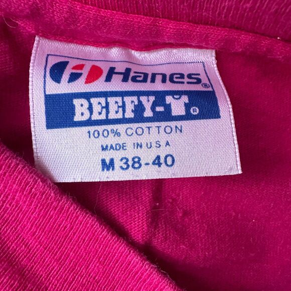 Vintage LL Bean Cycling T-Shirt Mens Medium Pink Short Sleeve 80s USA Hanes Tag - Picture 5 of 9